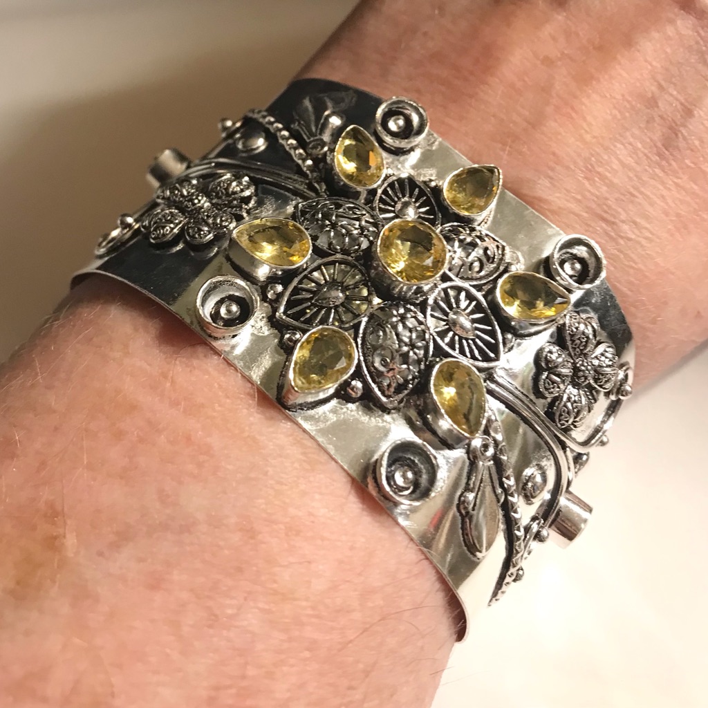 Citrine 925 Sterling Silver Cuff Bracelet 115$